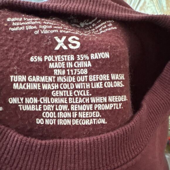 Avatar The Last Airbender Group Portrait Aang, Burgundy Sweater, Womens Size XS - Picture 7 of 7